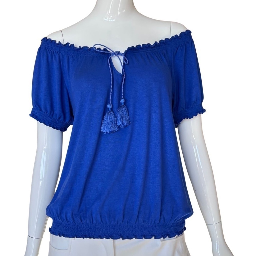Inc International Concepts Royal Blue Blouson Peasant Top Size Small